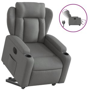 vidaXL Sill&oacute;n el&eacute;ctrico reclinable elevable de tela gris oscuro
