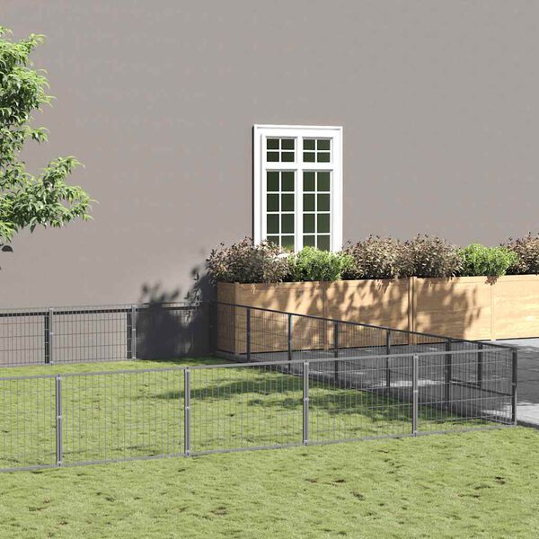 vidaXL Perrera plateada 60 m&sup2; acero