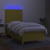 vidaXL Cama box spring colch&oacute;n y luces LED tela verde 90x190 cm
