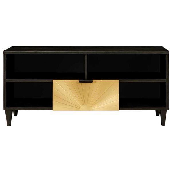 vidaXL Mueble de TV con cajón Negro y dorado 100 x 33 x 46 cm