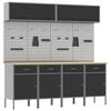 vidaXL Conjunto de armarios de trabajo con caj&oacute;n Manual 10 uds. Negro