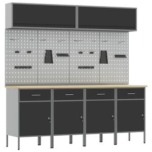 vidaXL Conjunto de armarios de trabajo con caj&oacute;n Manual 10 uds. Negro