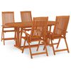 vidaXL Juego de comedor para jard&iacute;n 5 pzas madera maciza de eucalipto