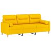 vidaXL Sof&aacute; 3 plazas con almohadas y cojines tela amarillo claro 180cm
