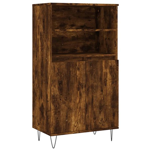 vidaXL Aparador alto madera contrachapada roble ahumado 60x36x110 cm