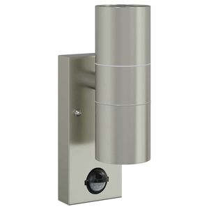 vidaXL Luz de pared exterior Plateado 7 x 10 x 22 cm