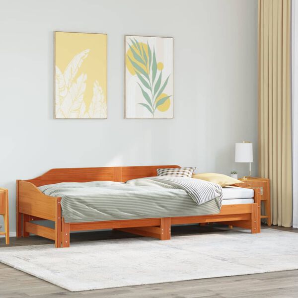 vidaXL Sof&aacute; cama nido madera maciza de pino marr&oacute;n cera 80x200 cm