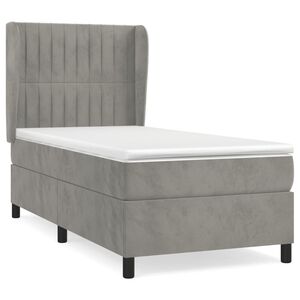vidaXL Cama box spring con colch&oacute;n terciopelo gris claro 90x190 cm