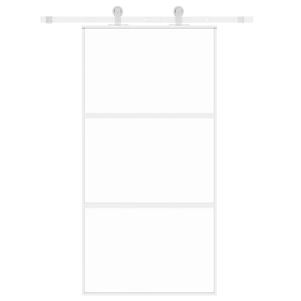 vidaXL Puerta corredera vidrio templado y aluminio blanca 102,5x205 cm