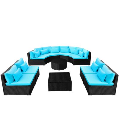 vidaXL Set de muebles de jardín 13 pzas y cojines ratán sintético azul