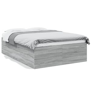 vidaXL Estructura de cama madera de ingenier&iacute;a gris Sonoma 135x190 cm