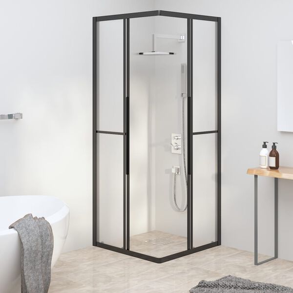 vidaXL Cabina de ducha ESG esmerilado negro 80x80x180 cm