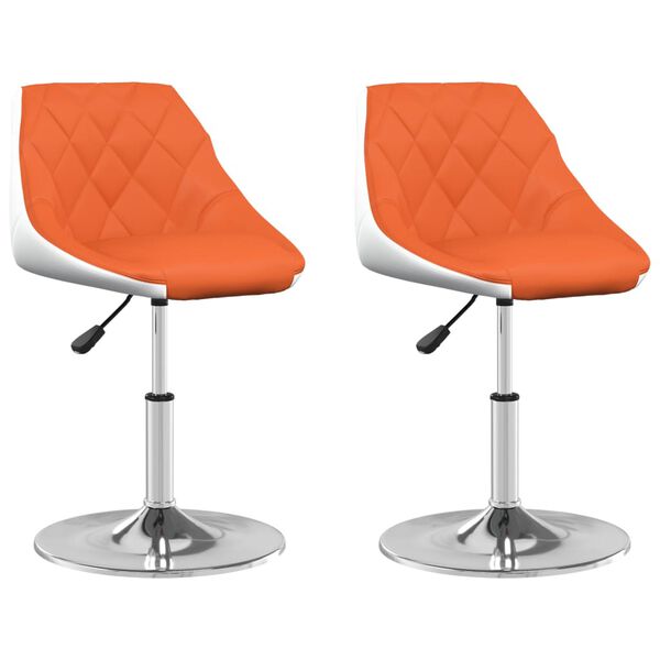 vidaXL Sillas de comedor giratorias 2 uds cuero sint&eacute;tico naranja y blanco