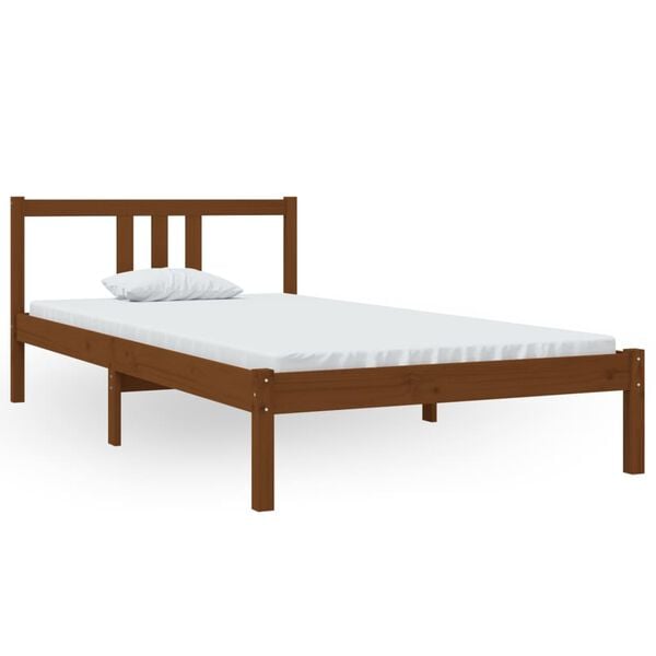 vidaXL Estructura cama sin colch&oacute;n madera maciza marr&oacute;n miel 100x200cm