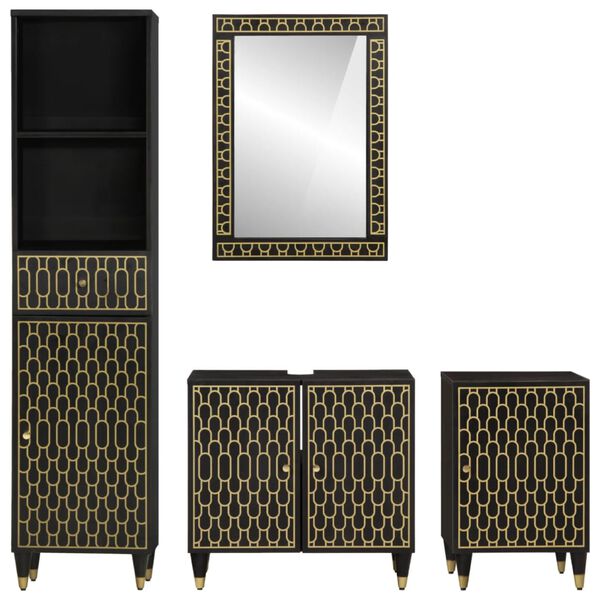 vidaXL Conjunto de muebles de ba&ntilde;o 4 piezas madera maciza de mango