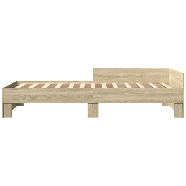 vidaXL Estructura de cama sin colch&oacute;n madera roble Sonoma 75x190 cm