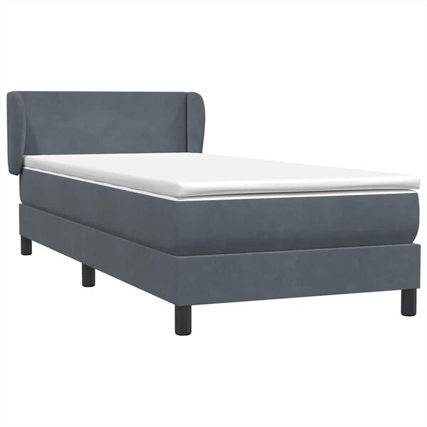 vidaXL Cama box spring con colch&oacute;n terciopelo gris oscuro 80x210 cm