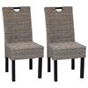 vidaXL Sillas de comedor 2 unidades rat&aacute;n kubu y madera de mango