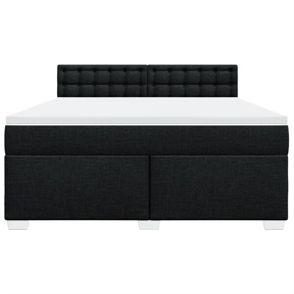 vidaXL Cama box spring con colch&oacute;n tela negro 180x200 cm