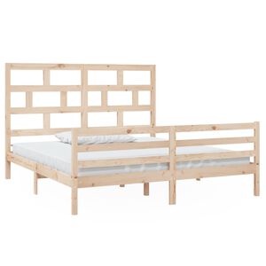 vidaXL Estructura de cama doble sin colch&oacute;n madera maciza