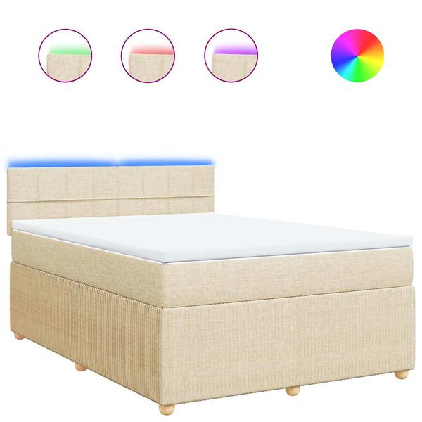 vidaXL Cama box spring con colch&oacute;n tela color crema 140x190 cm