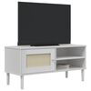 vidaXL Mueble de TV SENJA aspecto ratán madera pino blanco 106x40x49cm