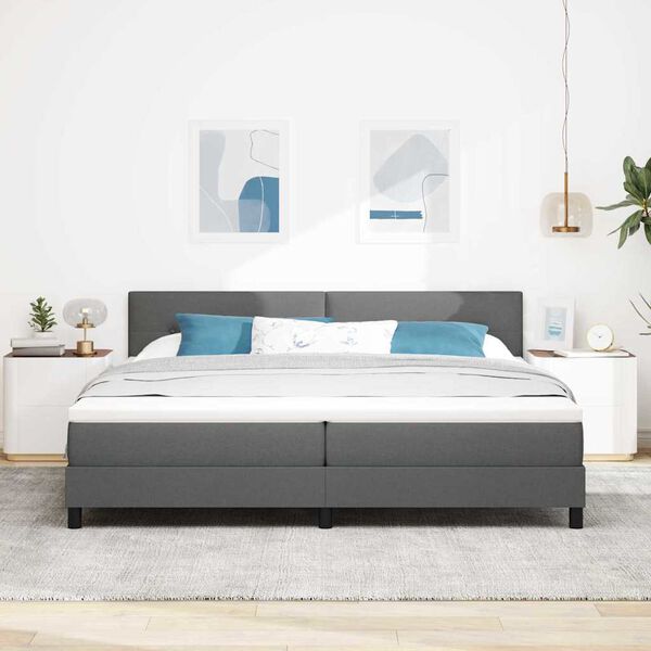 vidaXL Cama tipo Box Spring con colch&oacute;n Gris oscuro 200 x 200 cm tela