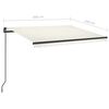 vidaXL Toldo autom&aacute;tico con LED y sensor de viento color crema 3x2,5 m