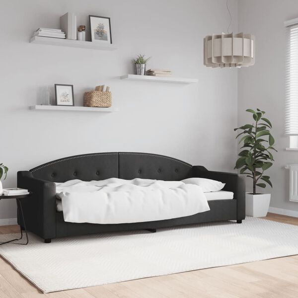 vidaXL Sof&aacute; cama sin colch&oacute;n tela negro 80x200 cm