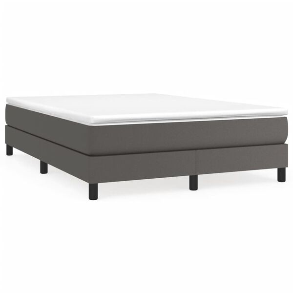 vidaXL Estructura de cama con somier cuero sint&eacute;tico gris 140x200 cm