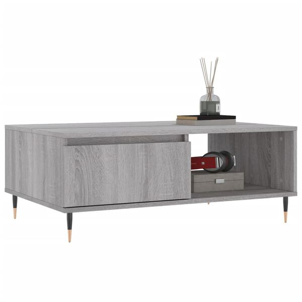 vidaXL Mesa de centro madera de ingenier&iacute;a gris Sonoma 90x60x35 cm