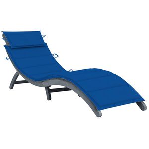 vidaXL Tumbona de madera maciza de acacia con coj&iacute;n gris