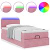 vidaXL Cama otomana con colch&oacute;n y LED terciopelo rosa 80x200 cm