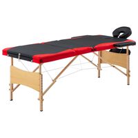 vidaXL Camilla de masaje plegable 3 zonas madera negro y rojo