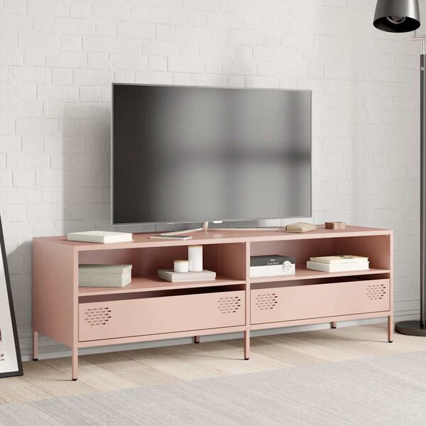vidaXL Mueble para TV acero laminado en frío rosa 135x39x43,5 cm