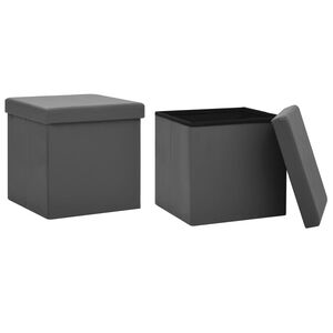 vidaXL Taburetes de almacenaje plegables 2 uds gris PVC
