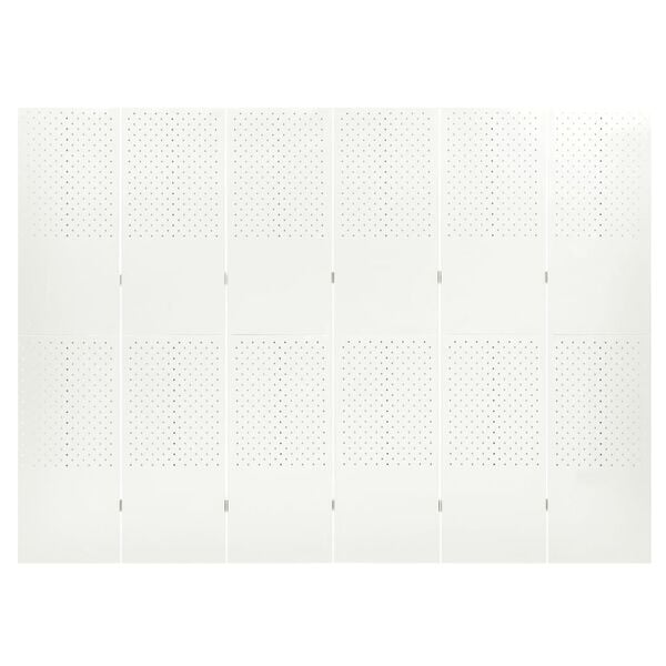 vidaXL Biombos divisores de 6 paneles 2 uds blanco acero 240x180 cm