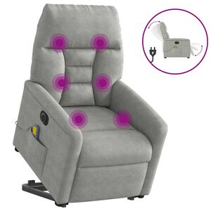 vidaXL Sill&oacute;n masaje el&eacute;ctrico reclinable elevable tela gris claro