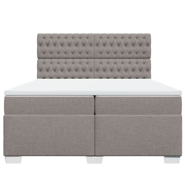 vidaXL Cama box spring con colch&oacute;n tela gris taupe 200x200 cm