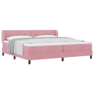 vidaXL Cama tipo Box Spring con colch&oacute;n Rosa 200 x 200 cm Terciopelo