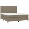 vidaXL Cama box spring colch&oacute;n y luces LED tela gris taupe 180x200 cm
