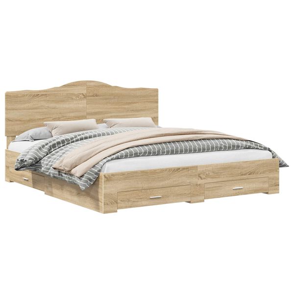 vidaXL Estructura de cama con cabecera Roble Sonoma 200 x 200 cm