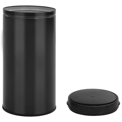 vidaXL Cubo de basura con sensor automático 70L acero al carbono negro