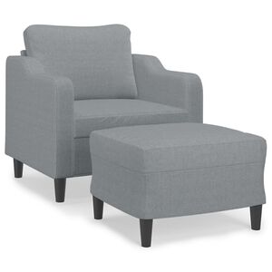 vidaXL Sill&oacute;n con taburete tela gris claro 60 cm