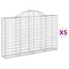 vidaXL Cestas de gaviones 5 uds forma de arco hierro 200x30x120/140 cm