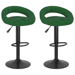 vidaXL Taburetes de cocina 2 unidades terciopelo verde oscuro