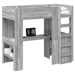 vidaXL Estructura de litera con escritorio Gris Sonoma 90 x 200 cm
