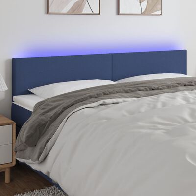 vidaXL Cabecero con LED de tela azul 180x5x78/88 cm
