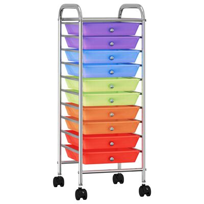vidaXL Carrito de almacenaje portátil 10 cajones plástico multicolor