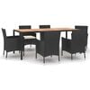 vidaXL Set de comedor de jard&iacute;n 7 pzas y cojines rat&aacute;n sint&eacute;tico negro